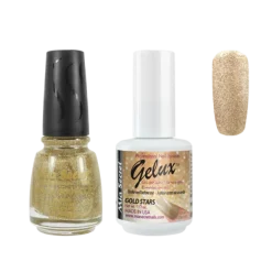 The Match (Gelux and French Manicure Combo) Gold Stars
