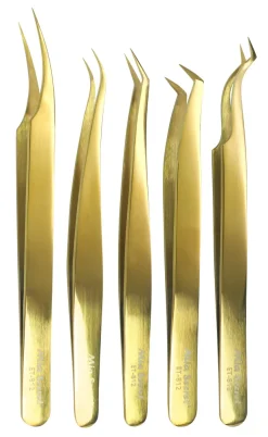 Titanium Gold Eyelash Tweezer Set