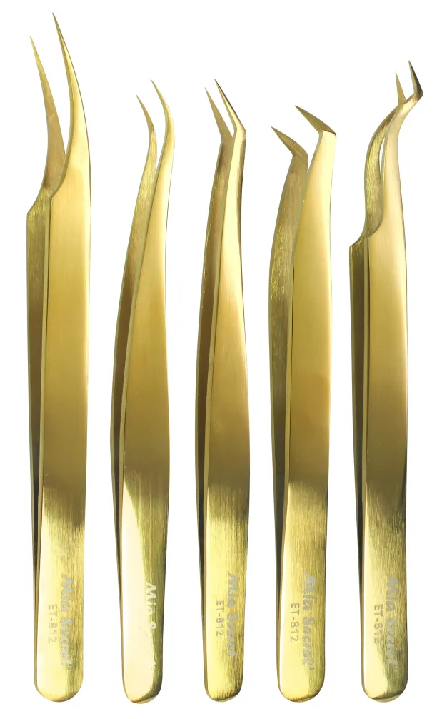 Titanium Gold Eyelash Tweezer Set